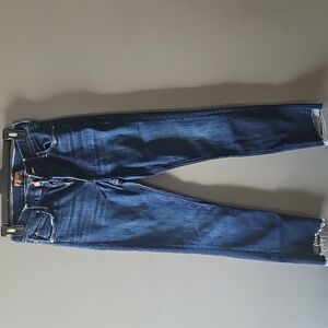 MOTHER The Midrise Dazzler Ankle Step Fray Dark Denim Jean Size 27
